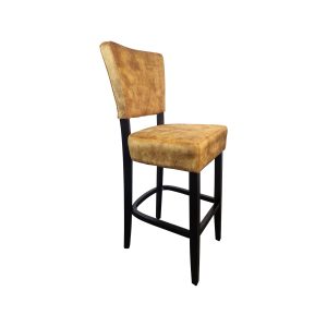 Super-Seat | Lisa Rome Hospitality Bar Stools Velour Ochre | Tabouret de bar élégant en velours marron, pieds en bois foncé, repose-pieds - parfait pour l'hospitalité. | Mobilier de restauration