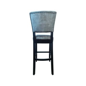 Super-Seat | Lisa Rome Vintage Hospitality Barstools | Sellerie grise, structure en bois foncé, repose-pieds. | Mobilier de restauration