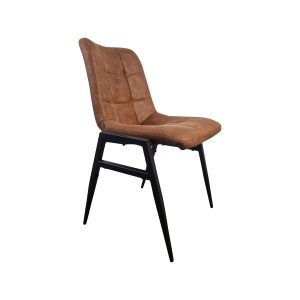 Super-Seat | Chaise moderne avec rembourrage marron et structure en métal noir | Assise rembourrée marron, grille surpiquée, pieds en métal noir. Design épuré. | Mobilier de restauration