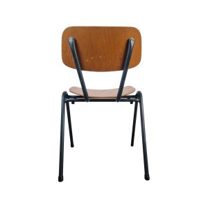 Super-Seat | Mexx Industrial Stackable School Chair | Bois brun clair et métal noir, design utilitaire |. | Mobilier de restauration