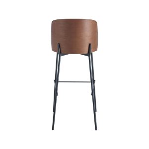 Super-Seat | Vue arrière des tabourets de bar design de New York | Assise en bois en velours Mocha, pieds en métal noir, élégance moderne. | Mobilier de restauration