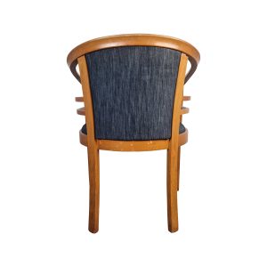 Super-Seat | Fauteuils en bois havane assise bleue. | Fauteuil en bois avec une finition légèrement naturelle, tissu chimique, pieds éraflés. | Mobilier de restauration