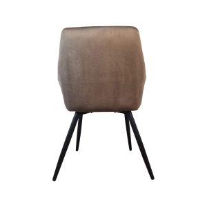 Super-Seat |The Diamond chaises d'hôtellerie en velours moka|Bruine velours stoel, zwarte metalen poten ; chique hotelstoel, achterkant zichtbaar. | Horecameubilair