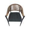 Super-Seat | The "Lion" Chair | Chaise en osier naturel, assise rembourrée foncée, pieds noirs ; design contemporain et élégant. | Mobilier de restauration