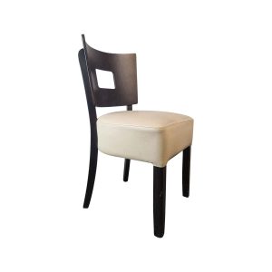 Super-Seat | Chaises Lisa Curve pour l'hôtellerie | Donker houten rugleuning, beige stof zitting, stevige poten; élégant pour les hôtels. | Horecameubilair