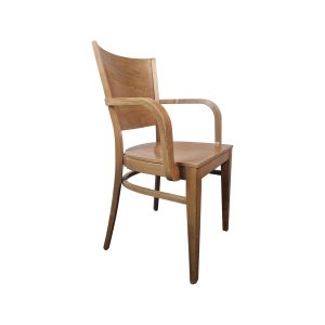 Super-Seat | Les Chaises bistrot empilables Montaro | Houten stoel met honingkleurige inclinaisons, gebogen rugleuning, rechte poten. | Horecameubilair