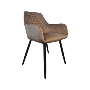 Super-Seat | Diamond Diamond chaises d'hôtellerie en velours moka | Moka velours stoelen, zwarte schuine poten, diamantstiksel rug, gebogen armleuningen. | Horecameubilair