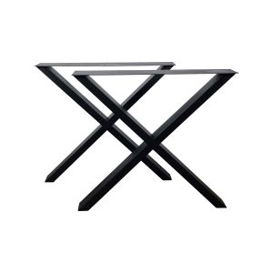 Super-Seat | Le SET de 2 pieds de table en métal en X | Pots de table en métal noir en forme de X, modernes et minimalistes. | Horecameubilair