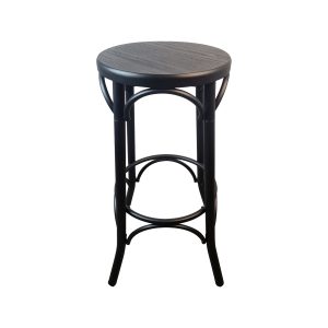 Super-Seat | Thonet Café Barstools | Les tabourets de bar Thonet café combinent une structure en métal noir avec une assise ronde en bois foncé. | Mobilier de restauration