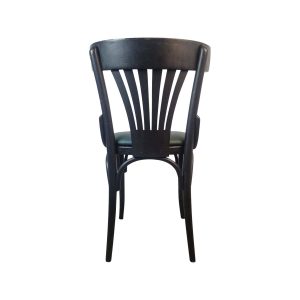 Super-Seat | La chaise Thonet en bois noir | Bois noir, assise verte, design élégant avec dossier en éventail sur fond blanc. | Mobilier de restauration