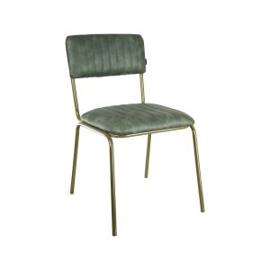 Super-Seat | Les chaises Aviator pour la restauration structure dorée vert vintage | L'acier est fabriqué en vert avec des bâtons horizontaux et des pots en métal doré. | Horecameubilair