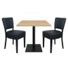 Super-Seat | The Hospitality Set Lisa black | Chaises rembourrées noires, base en métal noir, plateau de table en mélamine chêne 67x67cm |. | Mobilier de restauration