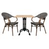 Super-Seat | The Hospitality Terrace Set chaises textiles + table Werzalit chêne 7 | Table Werzalit chêne, piétement métal noir, 2 chaises textiles avec accoudoirs en bois noir avec assise tissée |. | Mobilier pour la restauration