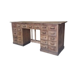 Super-Seat | Bureau en bois antique | Houten bureau met open ruimte voor zitplaats. Look vintage, coupe précise, avec des mains et des mains. | Horecameubilair