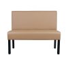 Super-Seat | Le bistrot Lisa horeca eetbank à Taupe | Poêle taupe, pot en métal noir, tapis droit, armlos, race 120 cm. | Horecameubilair