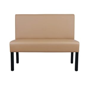 Super-Seat | Le bistrot Lisa horeca eetbank à Taupe | Poêle taupe, pot en métal noir, tapis droit, armlos, race 120 cm. | Horecameubilair