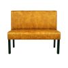 Super-Seat | Lisa horeca eetbank bistro velours oker - 120cm | Banquette en velours très solide avec des pots en métal noir, élégante et moderne. | Horecameubilair