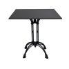 Super-Seat | Table d'accueil en mélamine marbre noir 67x67cm | Plateau en mélamine aspect marbre noir, pied en métal décoratif, fond blanc uni. | Mobilier de restauration