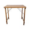 Super-Seat | Les Tables pliantes vintage industrielles 78x60cm | Rechthoekige houten tafel, couleur naturelle, zwarte metalen steunstrepen, witte achtergrond. | Horecameubilair