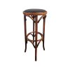 Super-Seat | The Tessa Thonet wooden bar stools brown | Tabouret de bar en bois marron, coussin rond noir, pieds galbés, repose-pieds en métal. | Mobilier de restauration
