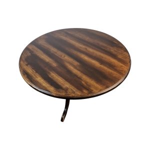 Super-Seat | La Cambridge Table ronde en bois 130cm | Bois brun foncé avec motifs grain visible, piétement central élégant. | Horecameubilair