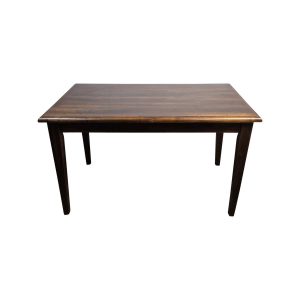 Super-Seat | Une table rectangulaire de restauration Cambridge en bois, 130x80cm, finition marron foncé avec quatre pieds droits, photographiée sur fond blanc. | Donkerbruin houten rechthoekige tafel (130x80cm) avec vier rechte poten, volledig massief hout. | Horecameubilair