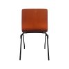 Super-Seat | The Car Katwijk Chaise design hollandaise empilable | Dossier et assise en bois brun, pieds en métal noir, design hollandais moderne. | Mobilier de restauration