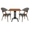 Super-Seat | Hospitality terrace set textile chairs + Werzalit table teak | 2 chaises en tissu aspect osier avec accoudoirs en bois & table carrée en teck stratifié, marron clair/noir |. | Mobilier de restauration