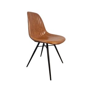 Super-Seat | Les Chaises bistro cognac Jimmi | Bruin Kunstleer with Vertical Stiksel, Black Metalen Poten; bistrot classique. | Horecameubilair
