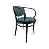 Super-Seat | The Michael Thonet 210 vintage bentwood armchair | Chaise noire/verte avec structure en bois foncé, dossier rond, accoudoirs et assise/tissu rembourré. | Mobilier de restauration
