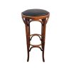 Super-Seat | The Tessa Thonet wooden bar stools | Tabouret de bar en bois avec pieds courbés, assise en cuir noir ; bois et cuir, couleur : naturel et noir. | Mobilier de restauration