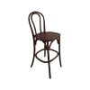 Super-Seat | Tabourets de bar Vienna Thon No 18 bois brun | Donkerbruine houten barkruk met ronde zitting, gebogen rugleuning en metalen voetsteun. | Horecameubilair