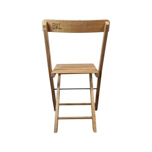 Super-Seat | A Chaises pliantes vintage en bois BKG brun clair | Lichtbruine houten klapstoel, lattenzit & rug; Ingénieur "BKC", design classique. | Horecameubilair