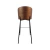 Super-Seat | The New York design bar stools | Tabouret de bar en cuir noir avec dossier en bois incurvé et pieds en métal noir avec support en croix. | Mobilier de restauration