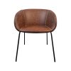 Super-Seat | The Portland designer armchairs cognac leather | Fauteuil en cuir cognac avec surpiqûres similaires, dossier rond et pieds en métal noir. | Mobilier pour la restauration