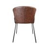 Super-Seat | The Portland designer armchairs cognac leather | Fauteuil en simili cuir marron avec assise incurvée et pieds en métal noir, couture au centre. | Mobilier pour la restauration