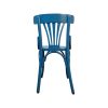 Super-Seat | The Sky chaises vintage Thonet en bois à dossier éventail bleu | Stoel met blue houten zitting, gebogen rugleuning met vertical latjes. | Horecameubilair