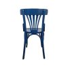 Super-Seat | La chaise Indigo vintage Thonet en bois à dossier éventail bleu | Blauwe houten Thonet-stoel met gebogen poten en vertical spijlen, vintage uitstraling. |. | Horecameubilair