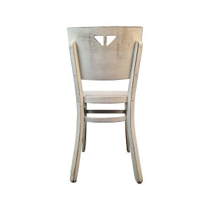 Super-Seat | Chaise de bistrot en bois blanc, dossier incurvé, découpes triangulaires, barres de soutien horizontales. | Mobilier de restauration