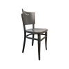 Super-Seat | The Dotty Deco chaises bistro en bois vintage noir | Zwarte houten bistrostoel met vintage look, lichte slijtage & gebogen rugleuning met open driehoek. | Horecameubilair