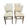 Super-Seat | Lot de 4 chaises de bistrot en bois Dotty Deco | Chaises en bois blanc ivoire à l'aspect vintage, dossier géométrique, lot de 4. | Mobilier de restauration