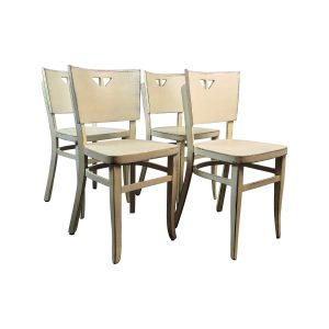 Super-Seat |Quatre chaises de bistrot en bois Dotty Deco blanc ivoire|Chaises en bois blanc ivoire avec dossier sculpté, élégantes et légèrement brillantes. | Mobilier de restauration