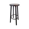 Super-Seat | Tabouret de bar en bois avec assise ronde, quatre pieds droits et repose-pieds en métal. | Mobilier de restauration
