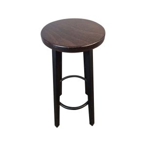 Super-Seat | The Pub tabourets de bar vintage industriel | Siège en bois brun foncé, trois pieds en métal noir, repose-pieds en métal. | Mobilier de restauration