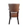 Super-Seat |Chaise rétro marron avec accoudoirs, pieds en bois, revêtement en tissu marron, look élégant. | Mobilier de restauration