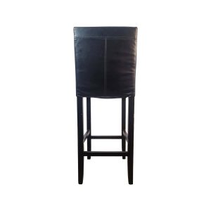Super-Seat | Tabouret de bar Lisa vintage noir | Tabouret de bar noir, structure métallique, assise en similicuir, coutures apparentes, repose-pieds robustes. | Mobilier de restauration