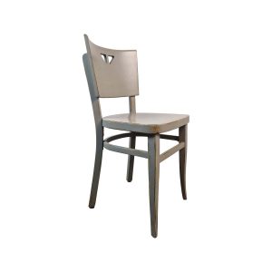 Super-Seat | Chaise de bistrot en bois vintage, gris vieilli, dossier légèrement incurvé, assise plate. | Mobilier de restauration