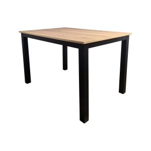 Super-Seat | The Empire hospitality table | Table avec plateau en mélamine chêne, pieds en métal noir, 120x80cm. Aspect chêne et métal noir élégant. | Mobilier de restauration