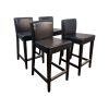 Super-Seat | The Lisa island bar stools vintage black (set of 4) | Assise en simili cuir noir, pieds en bois noir avec repose-pieds, design carré |. | Mobilier de restauration