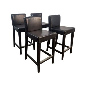 Super-Seat | The Lisa island bar stools vintage black (set of 4) | Assise en simili cuir noir, pieds en bois noir avec repose-pieds, design carré |. | Mobilier de restauration